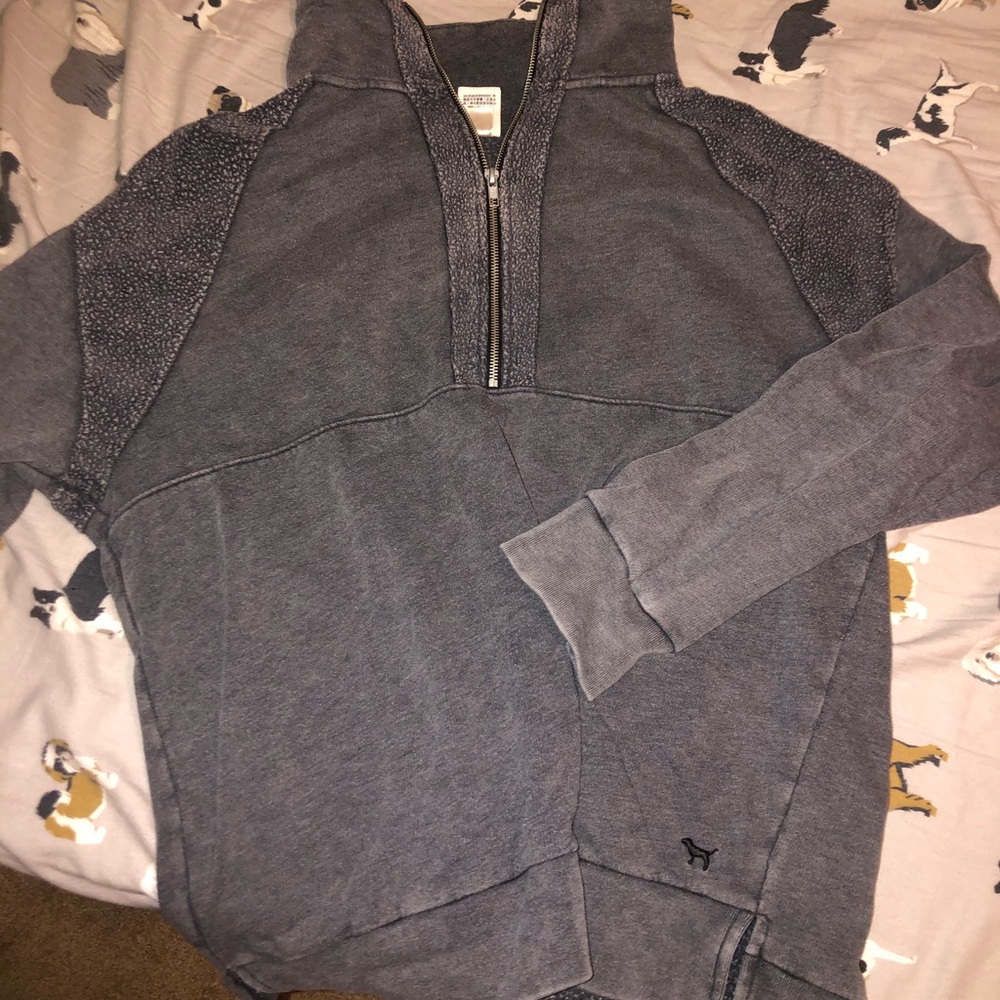VS PINK grey quarter zip